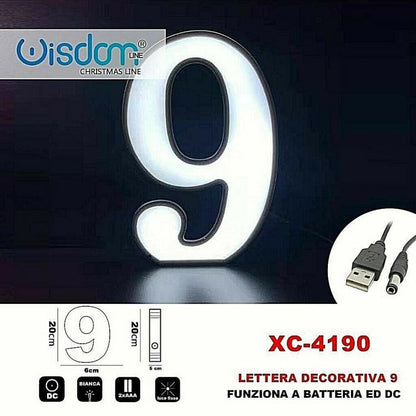 Number 9 LED Decorative Battery Operated Christmas Light for Decorations White Light
