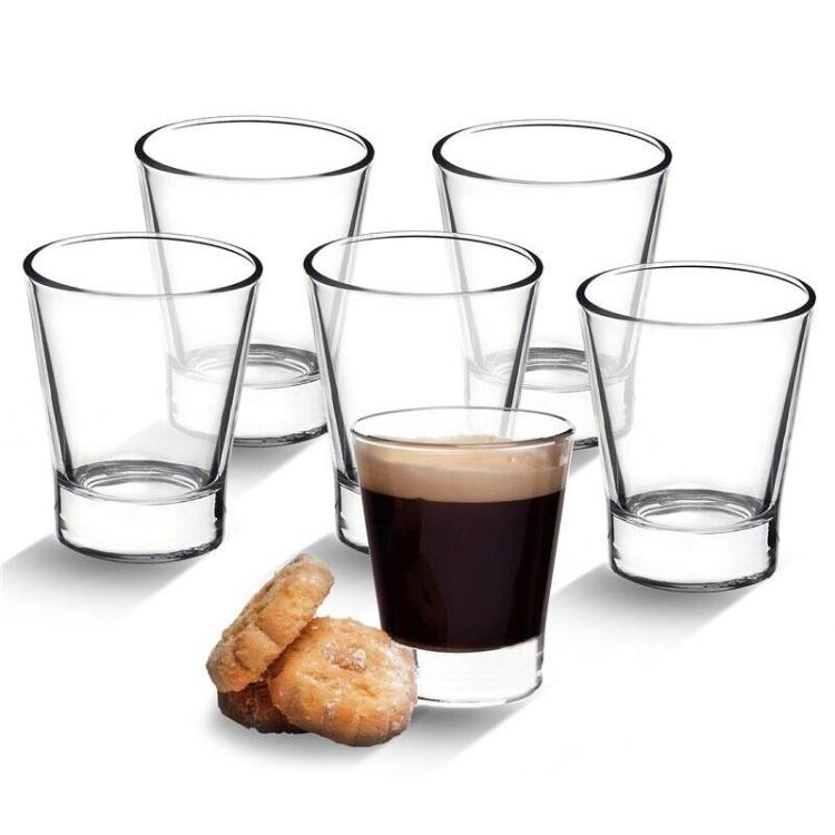 Damasco 6 Bicchieri Tazzine Per Caffè Espresso Vetro Trasparente Shot Cicchetti