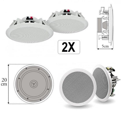 Kit 2 Cassa Altoparlante Diffusore Acustico Da Soffitto Incasso + Amplificatore