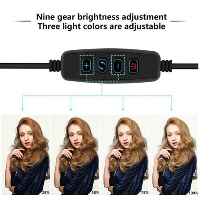 Treppiedi Anello Luminoso Video Luce Led Fotografia Cellulare Selfie Trucco 26Cm