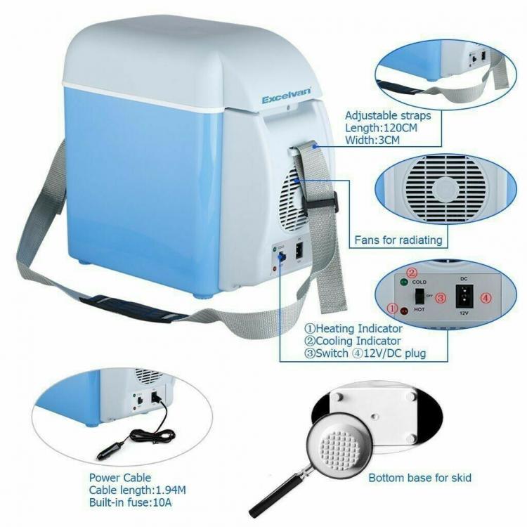 Frigo Portatile 7,5 Litri 12V Scaldavivande Mini Frigorifero Auto Barca Camper
