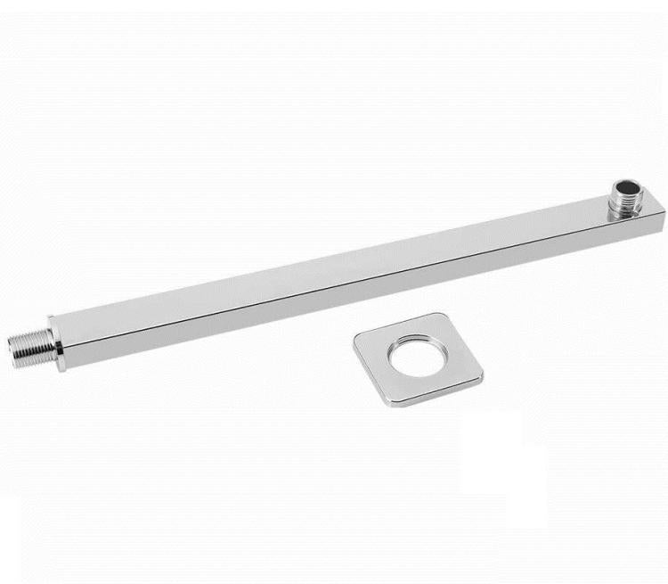 Braccio Per Soffione Doccia Quadrato Acciaio Con Rosone Cromato Bagno 25cm 59494