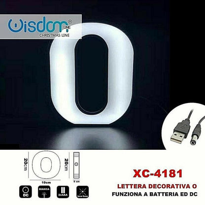 Number 0 LED Decorative Light Up Battery Operated Christmas for Decorations White Light