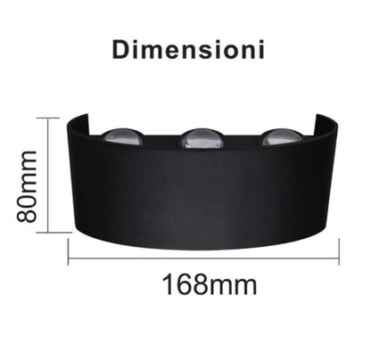 LED-WANDLEUCHTE SCHWARZ 18W KALTWEISS 6500K INNEN/AUSSEN UP&DOWN WASSERDICHT