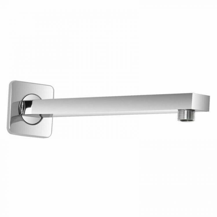 Braccio Per Soffione Doccia Quadrato Acciaio Con Rosone Cromato Bagno 25cm 59494