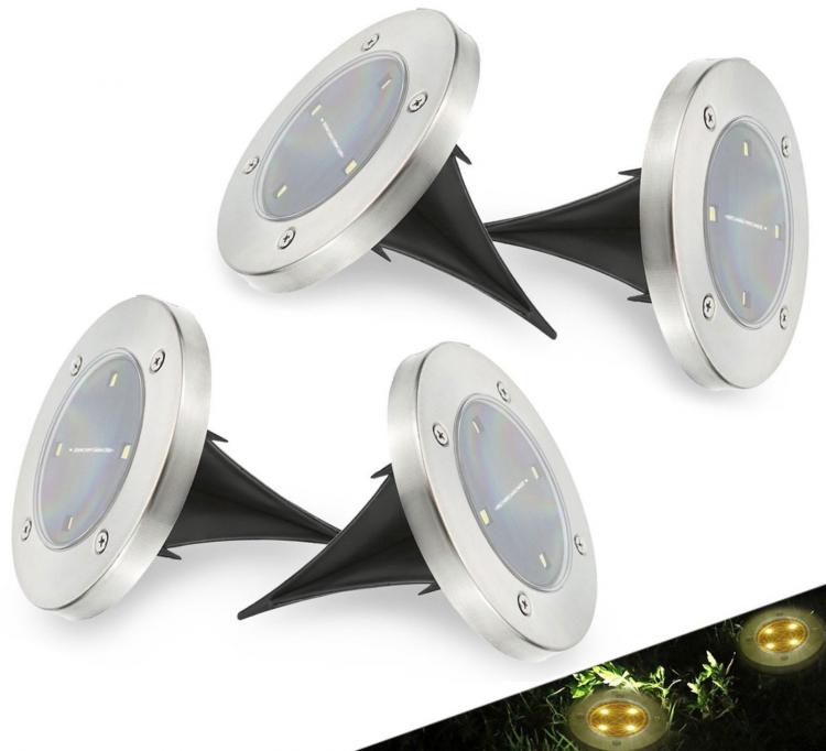 4 SOLAR-LED-AUSSENLEUCHTEN GARTEN-SPOTLIGHT 4 LED-ERDSPIESS WEGLEUCHTE