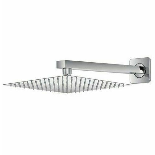 Braccio Per Soffione Doccia Quadrato Acciaio Con Rosone Cromato Bagno 25cm 59494