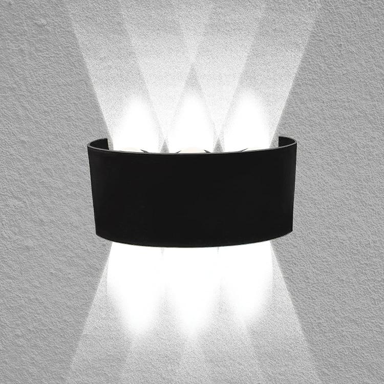 LED-WANDLEUCHTE SCHWARZ 18W KALTWEISS 6500K INNEN/AUSSEN UP&DOWN WASSERDICHT