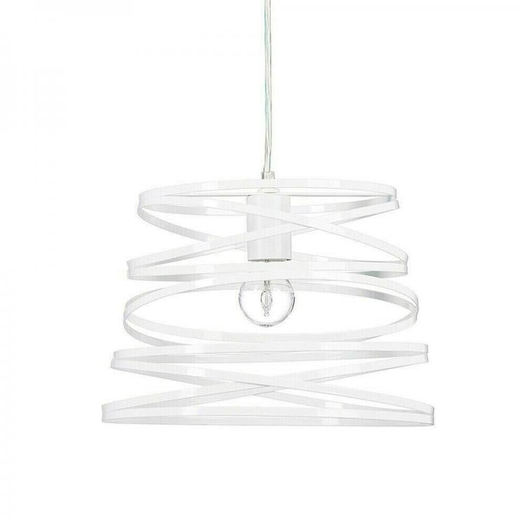 Lampadario Moderno a Sospensione Fasce Intrecciate Ferro Attacco E27 120Cm |Bianco