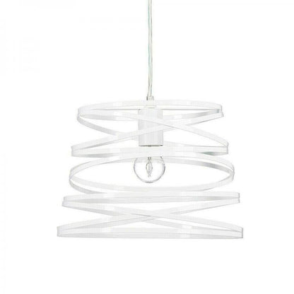 Lampadario Moderno a Sospensione Fasce Intrecciate Ferro Attacco E27 120Cm |Bianco