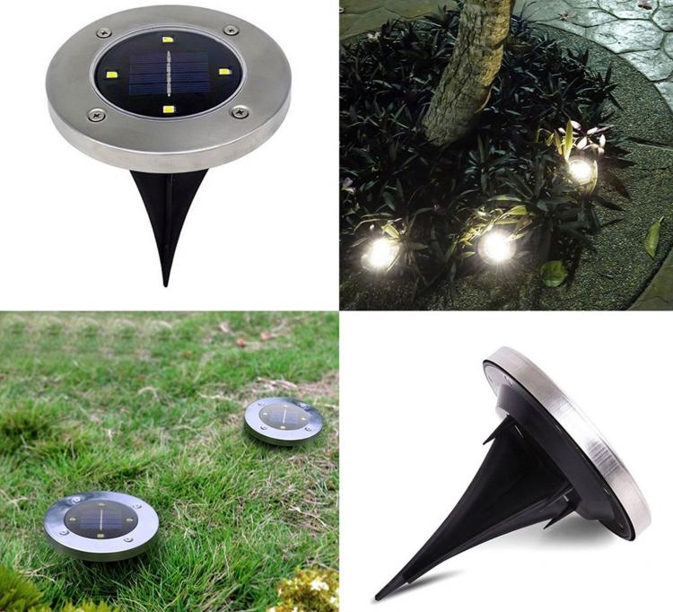 4 SOLAR-LED-AUSSENLEUCHTEN GARTEN-SPOTLIGHT 4 LED-ERDSPIESS WEGLEUCHTE