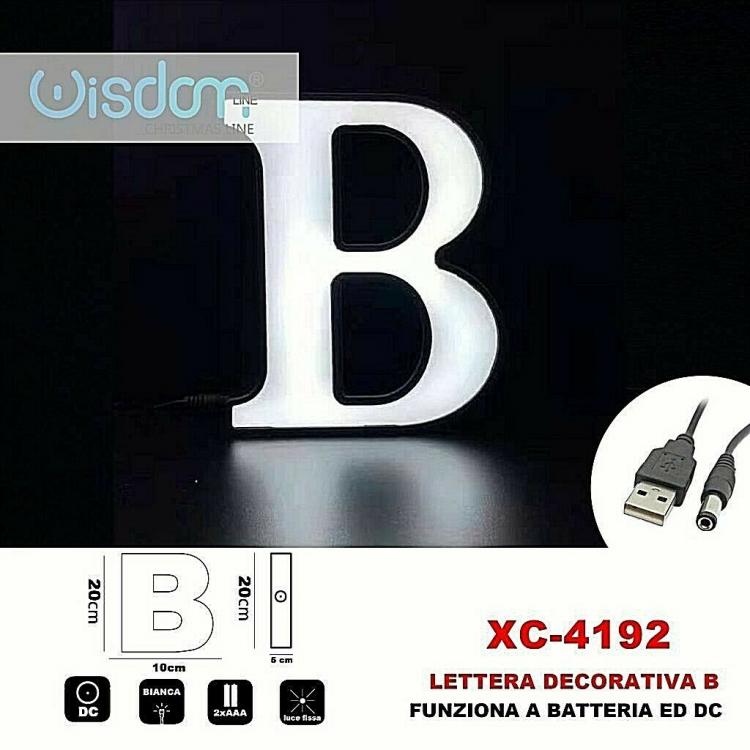 Letter B Decorative LED Light, Battery Operated, Christmas Ornament, White Light