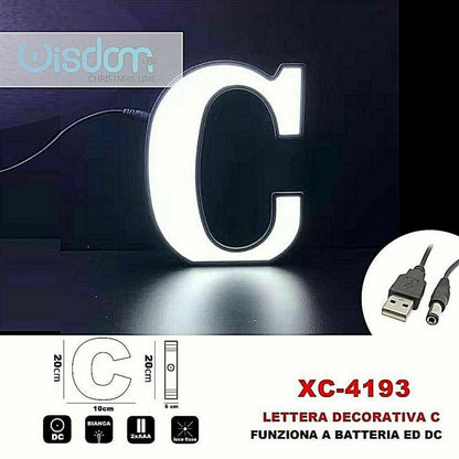 Buchstabe C LED Deko Lichterkette batteriebetrieben, warmweiß, für Weihnachtsdekoration