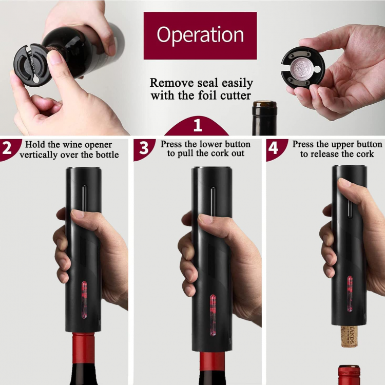 Apribottiglie Elettrico Automatico Cavatappi Vino Tagliacarta Electric Wine Open