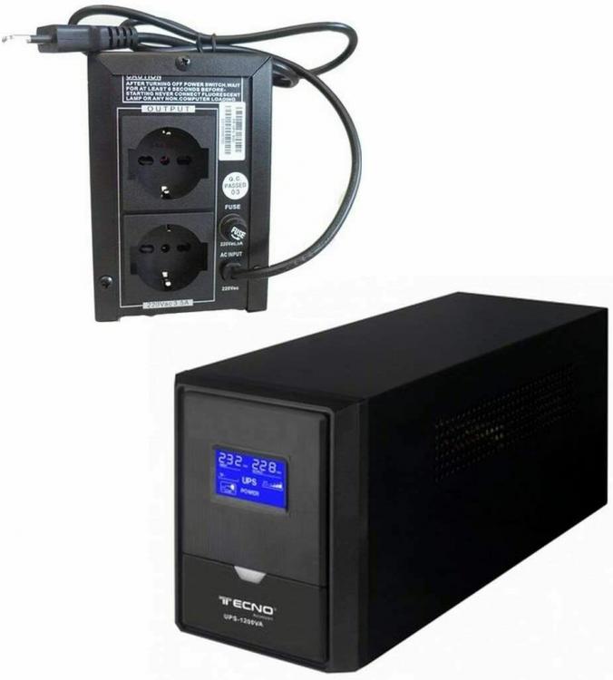Tecno USV Unterbrechungsfreie Stromversorgung 800VA 320W 3 Bivalente Ausgänge AC Neustart LED PC