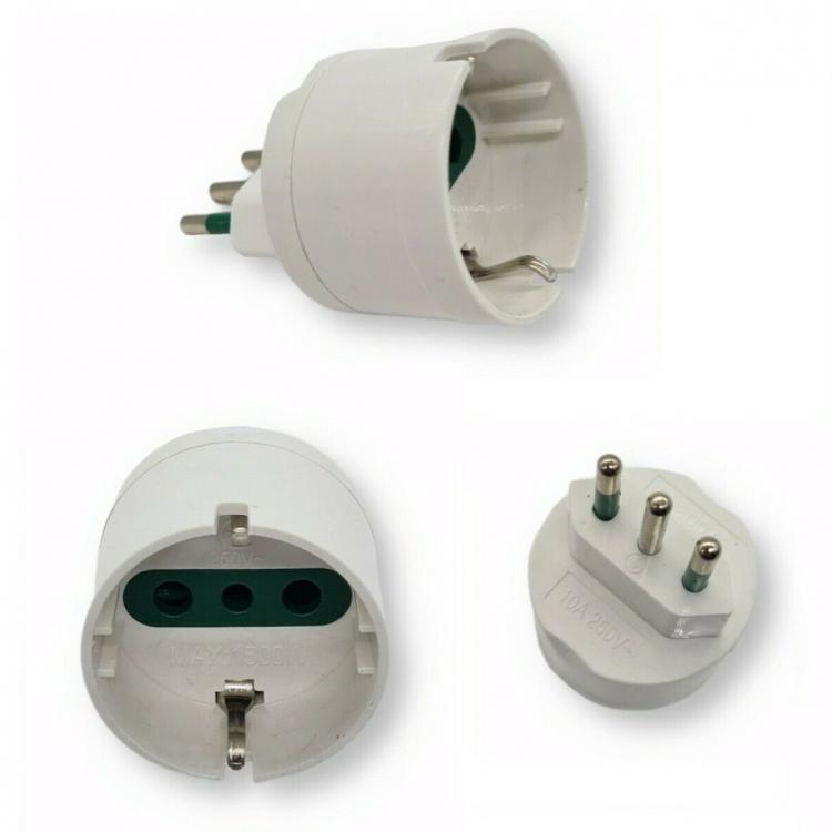 10pz ADATTATORE SPINA PICCOLA 10A S11 CON PRESA SHUKO BIANCO ITALIA 1500W XC5038