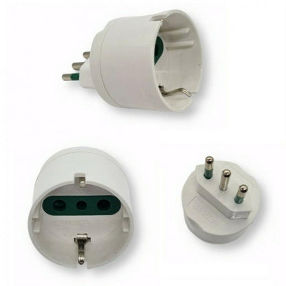 10pz ADATTATORE SPINA PICCOLA 10A S11 CON PRESA SHUKO BIANCO ITALIA 1500W XC5038