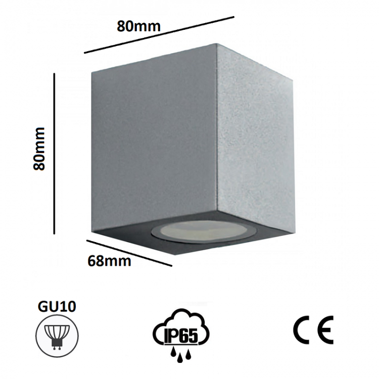 LED-Außenwandleuchte Gartenlampe GU10 IP65/Grau