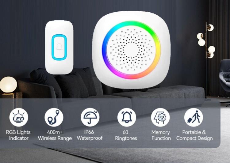 DRAHTLOSE DIGITALE TÜRKLINGEL WIRELESS DOORBELL KIT IP44 FÜR HAUS BÜRO