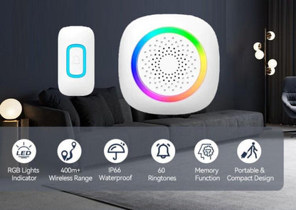 DRAHTLOSE DIGITALE TÜRKLINGEL WIRELESS DOORBELL KIT IP44 FÜR HAUS BÜRO