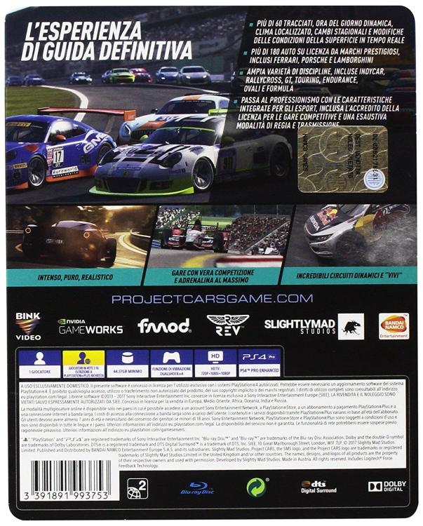 Project Cars 2 Limited Edition Steelbook PS4 Spiel Italienisch Playstation 4 Neu