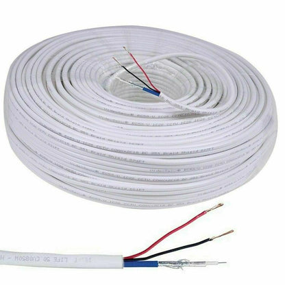 VIDEOKABEL 200m METER RG59+STROMVERSORGUNG FÜR KAMERA BALUN VIDEOÜBERWACHUNG