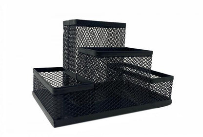 Perforated Metal Desk Organizer Pen Holder | 4 Compartments