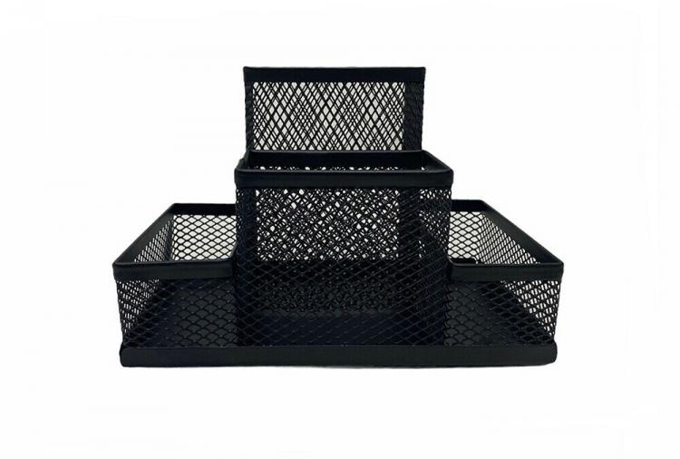 Perforated Metal Desk Organizer Pen Holder | 4 Compartments