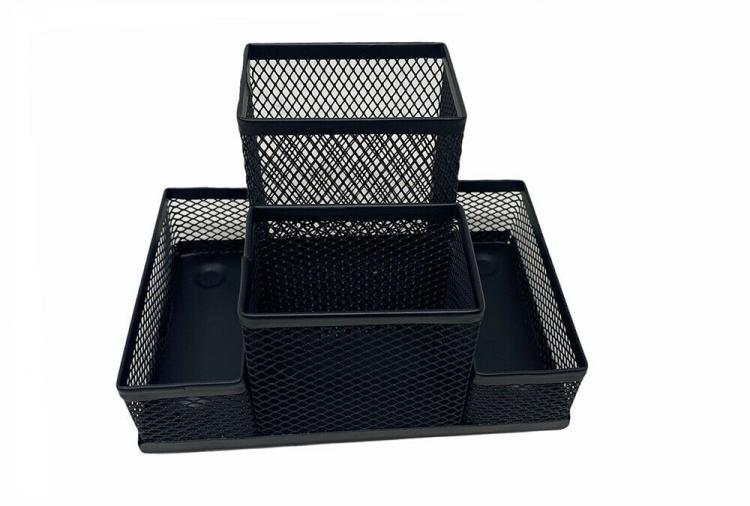Perforated Metal Desk Organizer Pen Holder | 4 Compartments