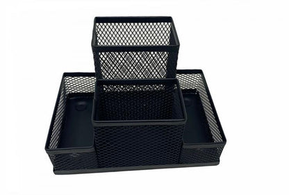 Perforated Metal Desk Organizer Pen Holder | 4 Compartments