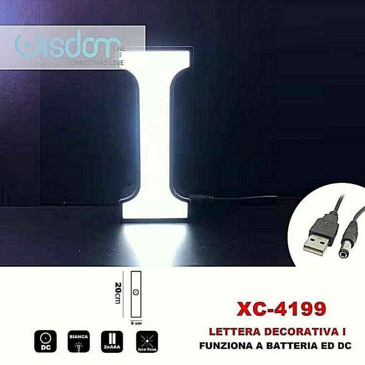 Letter I Decorative LED Light-Up Battery-Operated Christmas Decoration with White Light