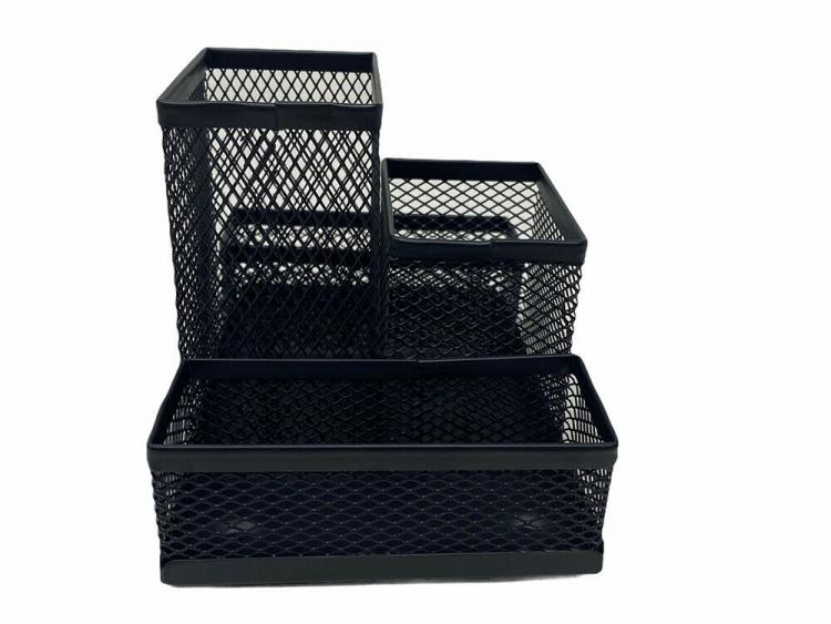 Perforated Metal Desk Organizer Pen Holder | 4 Compartments
