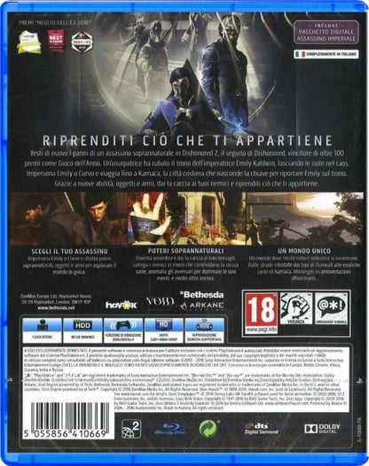 Dishonored 2 PS4 Game Italian Playstation 4 Video Game Multilingual New Italian