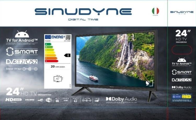 Sinudyne Smart TV LED 24 Zoll 12V HD DVB-T2/S2 HDMI Scart Hotel Wohnmobil Boot