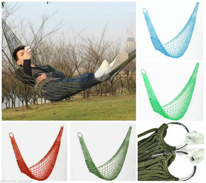 NYLON-HÄNGEMATTE FÜR GARTEN CAMPING REISEN WANDERN ENTSPANNUNG NETZMUSTER BAD