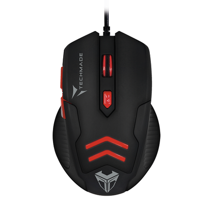Techmade Kit Maus USB + Gaming Mauspad LED Rot Desktop Mauspad PC Notebook