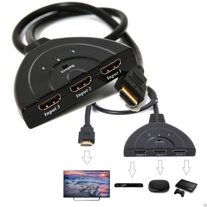 HDMI Switch Kabel 1080p 3 Port Full HD TV Mehrfachsteckdose Splitter Adapter