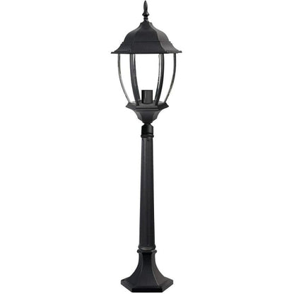 Lampione Da Giardino Terra 87Cm Lanterna Vetro E27 Luce Esterno Alluminio Nero