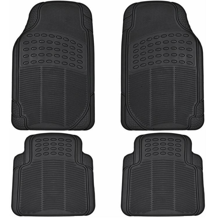 Top Drive Set 4 Fußmatten Universal-Auto-Gummimatten Wasserdicht Schwarz