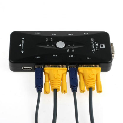 KVM-Switch Adapter USB VGA 4 Ports PC auf 1 Tastatur Maus Monitor Computer