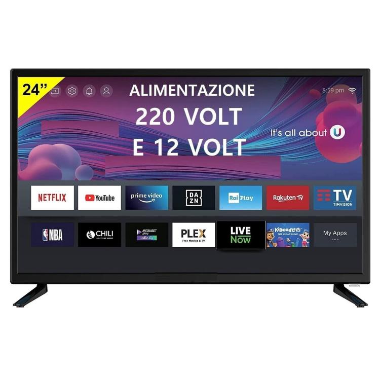 Sinudyne Smart TV LED 24 Zoll 12V HD DVB-T2/S2 HDMI Scart Hotel Wohnmobil Boot