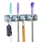 Wall Mounted 4-Position Broom and Mop Holder with Hooks Organizer