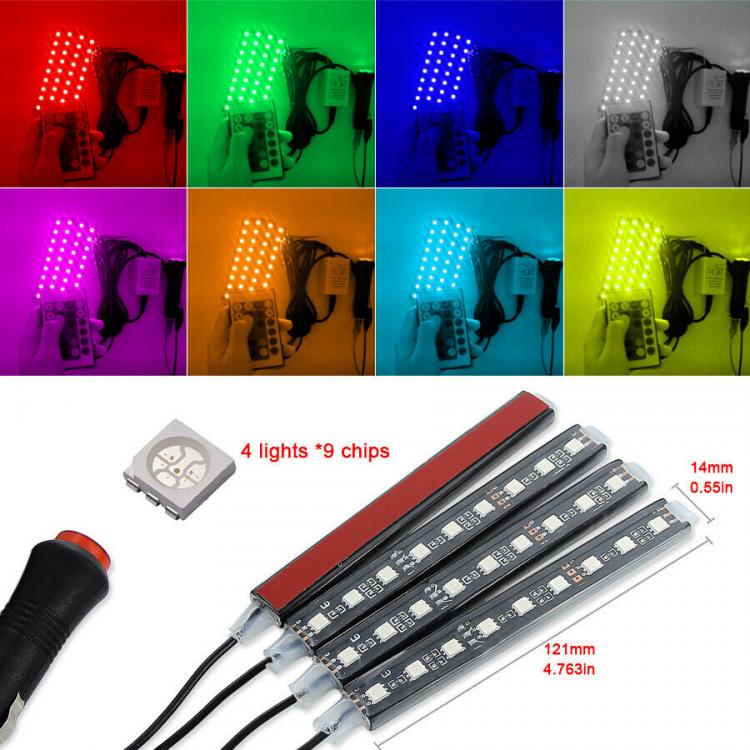 Luci Interne Atmosfera Usb Striscia Colori Decorazione Led Rgb Auto Telecomando