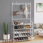 Coat Rack Clothes Stand Entryway Shoe Rack 4-Tier Metal White