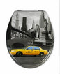 Universal Toilet Seat with MDF Wood Print Resistant Steel WC Bathroom NEW YORK
