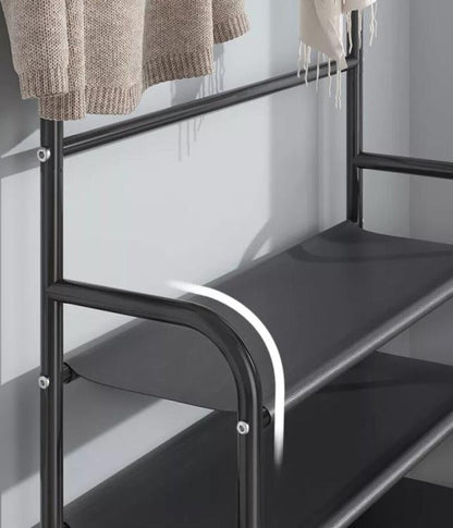 Appendiabiti Attaccapanni Da Ingresso Scarpiera 4 Ripiani Stand Metallo Bianco
