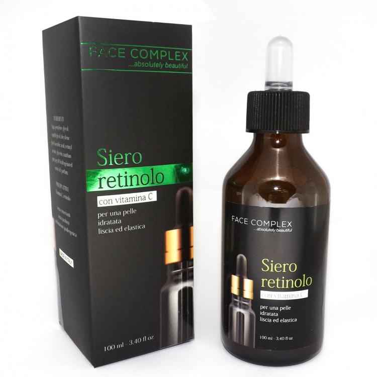 Siero Retinolo Con Vitamina C Per Pelle Idratata Liscia ed Elastica Viso E Collo
