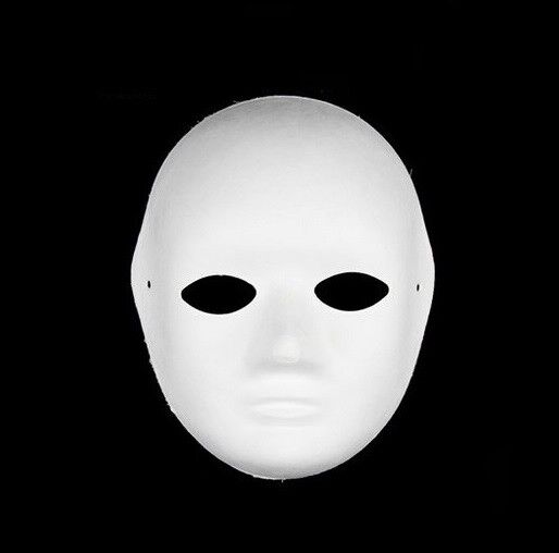 Weiße Ganzgesichtsmaske aus Papier zum Bemalen Fasching Karneval Theater Mann Frau