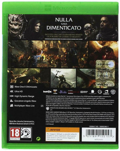 Mittelerde: Schatten Des Krieges Silver Edition Xbox One Italienisch Neu