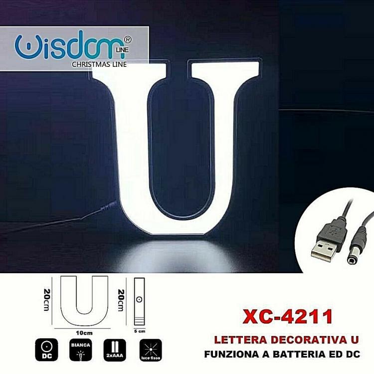 LED-Deko-Buchstabe U, batteriebetrieben, für Weihnachten, weißes Licht